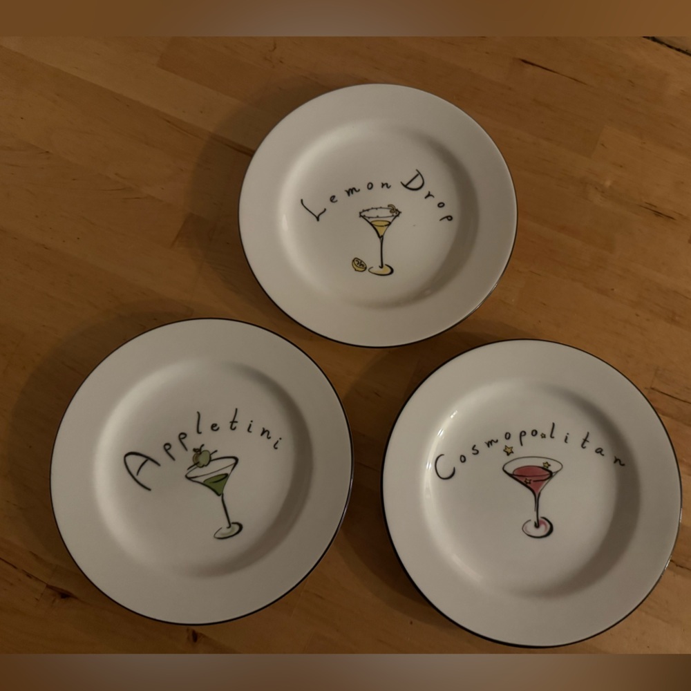 Pottery Barn Martini Appetizer Plate Set of 3